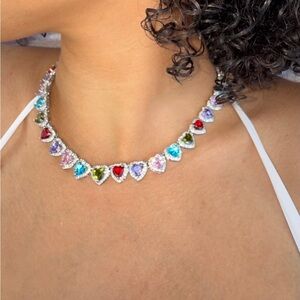 colorful clustered heart necklace